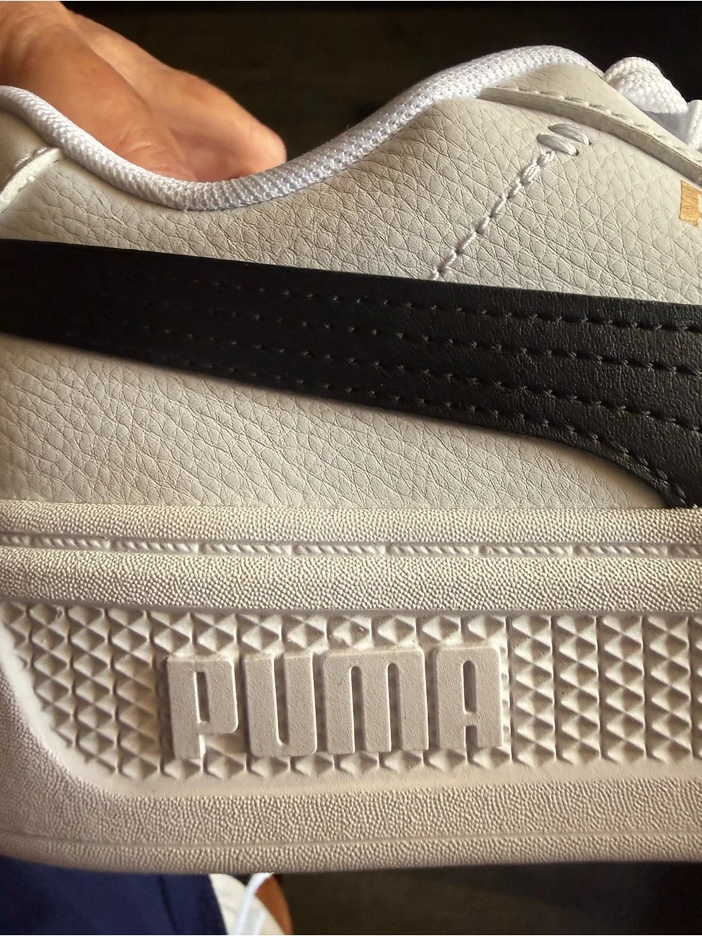 Puma White  Low-Top Sneakers with Gold Logo